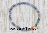 CGB7011 7 chakra 4mm blue spot stone beaded meditation yoga bracelets