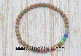 CGB7019 7 chakra 4mm unakite beaded meditation yoga bracelets