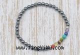 CGB7020 7 chakra 4mm hematite beaded meditation yoga bracelets