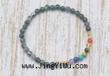 CGB7029 7 chakra 4mm moss agate beaded meditation yoga bracelets