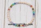 CGB7118 7 chakra 4mm white fossil jasper beaded meditation yoga bracelets