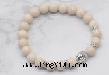 CGB7350 8mm white fossil jasper bracelet with buddha for men or women