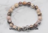 CGB7356 8mm brown zebra jasper bracelet with skull for men or women