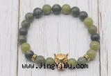 CGB7380 8mm Canadian jade bracelet with leopard head for men or women