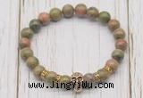 CGB7397 8mm unakite bracelet with skull for men or women