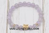 CGB7488 8mm lavender amethyst bracelet with owl head for men or women