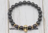 CGB7511 8mm garnet bracelet with skull for men or women