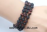 CGB7615 8mm black lava & red tiger eye mala stretchy bracelets