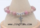 CGB7751 8mm pink wooden jasper bead with luckly charm bracelets