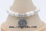 CGB7791 8mm white howlite bead with luckly charm bracelets