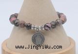 CGB7802 8mm rhodonite bead with luckly charm bracelets wholesale