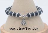 CGB7836 8mm matte Tibetan agate bead with luckly charm bracelets