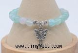 CGB7840 8mm sea blue banded agate bead with luckly charm bracelets