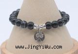 CGB7845 8mm black banded agate bead with luckly charm bracelets