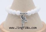 CGB7870 8mm white candy jade bead with luckly charm bracelets