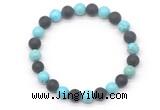 CGB8054 8mm blue howlite & matte black agate beaded stretchy bracelets