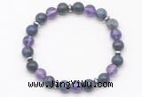 CGB8106 8mm sodalite, amethyst & hematite power beads bracelet