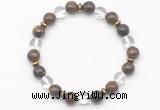 CGB8118 8mm bronzite, white crystal & hematite power beads bracelet
