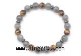 CGB8120 8mm labradorite, yellow tiger eye & hematite power beads bracelet