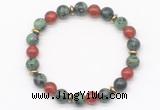 CGB8122 8mm ruby zoisite, red agate & hematite power beads bracelet