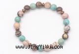 CGB8124 8mm zebra jasper, blue sea sediment jasper & hematite power beads bracelet