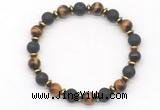 CGB8135 8mm yellow tiger eye, black lava & hematite power beads bracelet