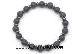 CGB8138 8mm matte black agate, black lava & hematite power beads bracelet
