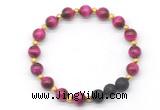CGB8167 8mm red tiger eye & black lava beaded stretchy bracelets