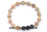 CGB8180 8mm sunstone & black lava beaded stretchy bracelets