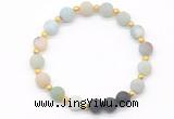 CGB8188 8mm matte amazonite & black lava beaded stretchy bracelets