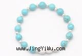 CGB8203 8mm blue howlite & white lava beaded stretchy bracelets