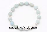 CGB8206 8mm matte amazonite & white lava beaded stretchy bracelets
