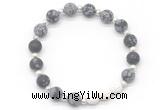 CGB8211 8mm matte snowflake obsidian & white lava beaded stretchy bracelets