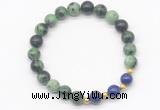 CGB8223 8mm ruby zoisite & lapis lazuli beaded stretchy bracelets