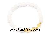 CGB8224 8mm white jade & citrine beaded stretchy bracelets