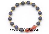 CGB8259 8mm purple yellow tiger eye & red agate beaded stretchy bracelets