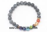 CGB8312 8mm matte snowflake obsidian 7 chakra beaded mala stretchy bracelets