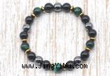 CGB8367 8mm green tiger eye, black onyx & hematite energy bracelet