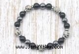 CGB8374 8mm dalmatian jasper, black onyx & hematite energy bracelet