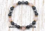 CGB8405 8mm pink quartz, black onyx & hematite energy bracelet