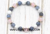CGB8430 8mm matte sodalite, white howlite, rose quartz & hematite power beads bracelet