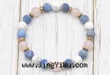 CGB8432 8mm matte lapis lazuli, white howlite, rose quartz & hematite power beads bracelet