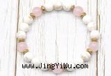 CGB8451 8mm white howlite turquoise, rose quartz & hematite power beads bracelet