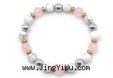 CGB8487 8mm rose quartz, white howlite & hematite energy bracelet