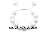 CGB8551 12mm round white howlite adjustable macrame bracelets