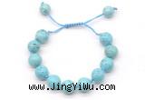 CGB8552 12mm round blue howlite adjustable macrame bracelets