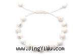 CGB8651 8mm,10mm round white howlite adjustable macrame bracelets