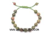 CGB8660 8mm,10mm round unakite adjustable macrame bracelets