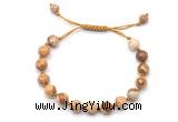 CGB8675 8mm,10mm round picture jasper adjustable macrame bracelets