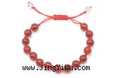 CGB8702 8mm,10mm round red agate adjustable macrame bracelets